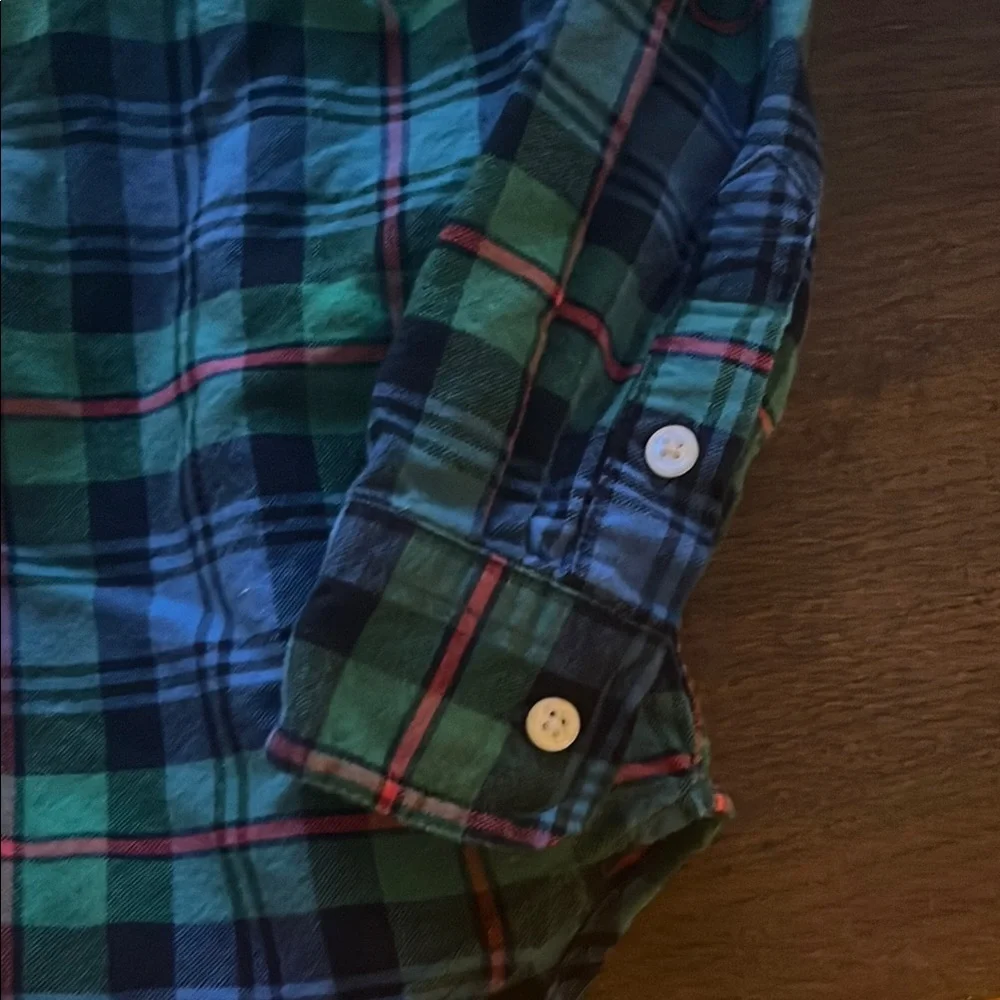 Ralph Lauren Green and Blue Plaid Button Down Shirt